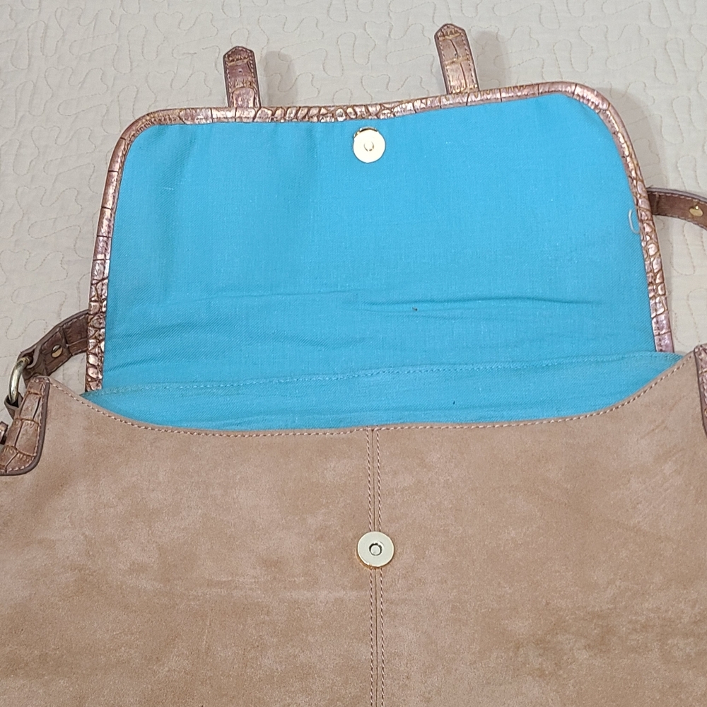 Camel Suede and Crocodile boho shoulder bag - Picture 4 of 12